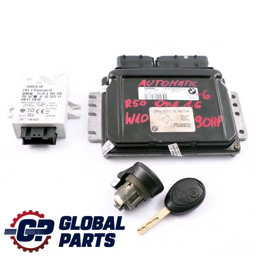 90PS Steuergerät + EWS + Schlüssel Automatik für MINI R50 One 1.6 W10 mit Teilenummer 7527610 MINI R50 One 1.6 W10 90PS Steuergerät + EWS + Schlüssel Automatik - SKU 7527610-6 - Teilenummer 7527610