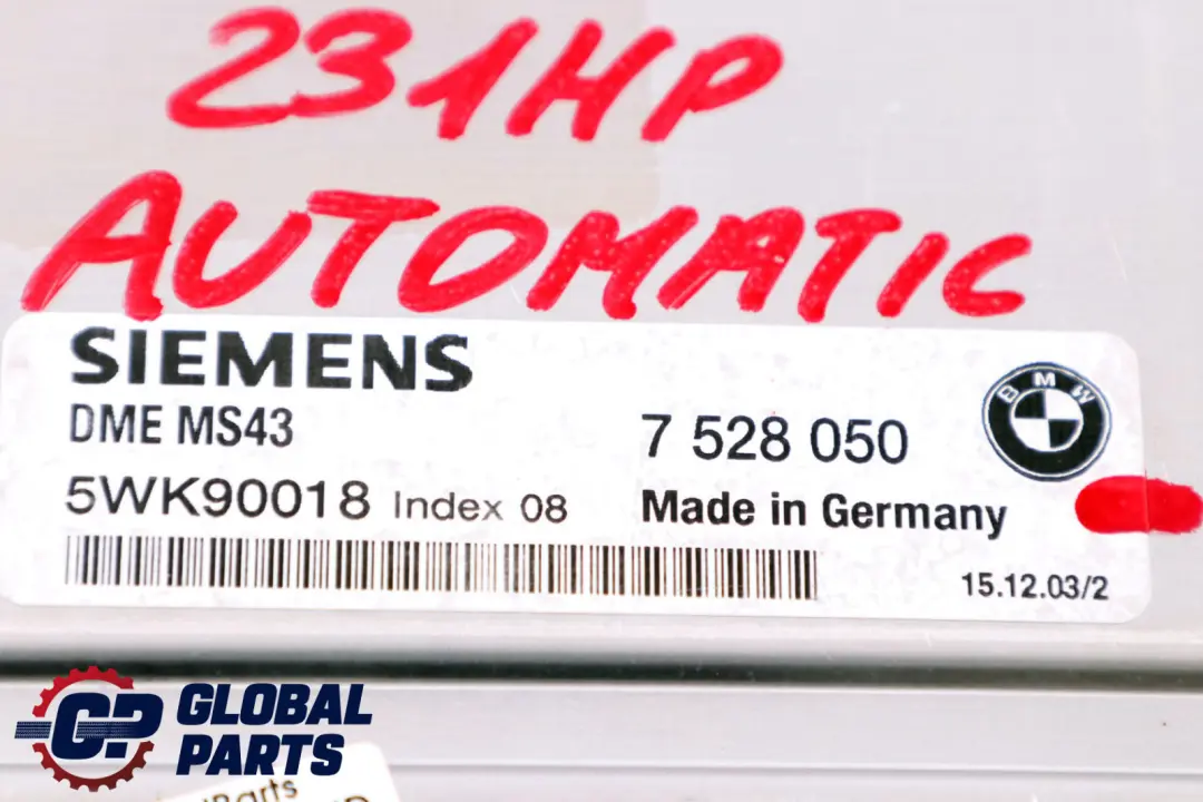 M54 231HP ECU Kit DME + EWS3+ Key Automatic to BMW X5 Series E53 3.0i with Part number 7528050 BMW X5 Series E53 3.0i M54 231HP ECU Kit DME + EWS3+ Key Automatic - SKU 7528050-1 - Part number 7528050