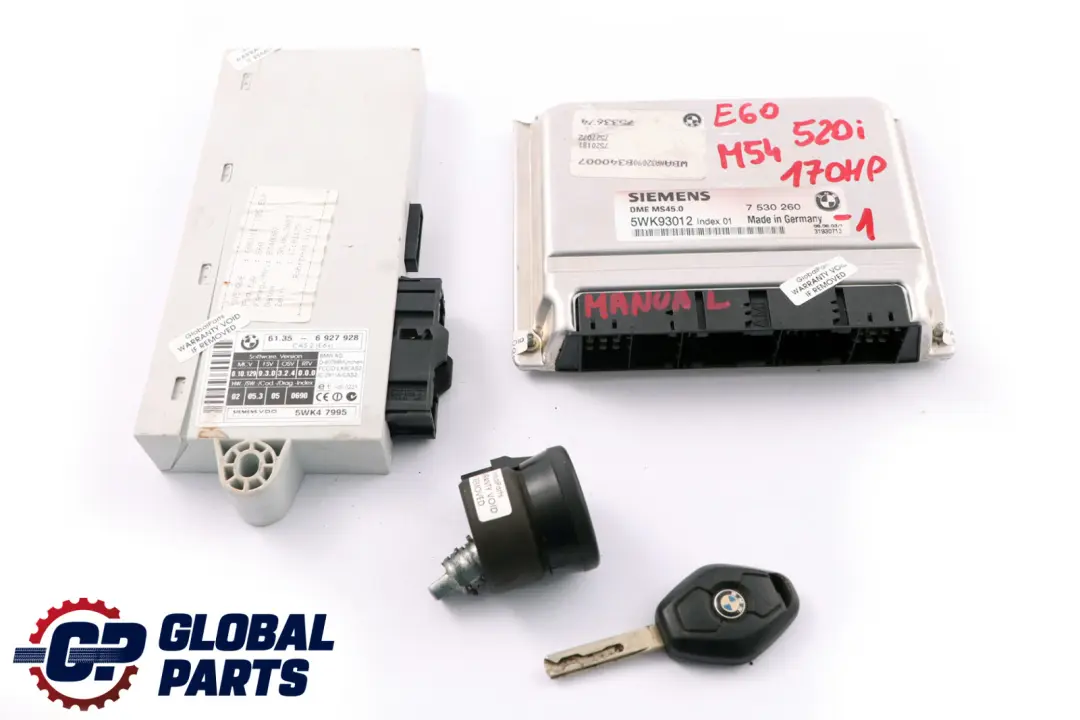 BMW 5 Series E60 520i Engine M54 170HP ECU Kit DME + CAS2 + Key Manual - SKU 7530260-1 - Part number 7530260