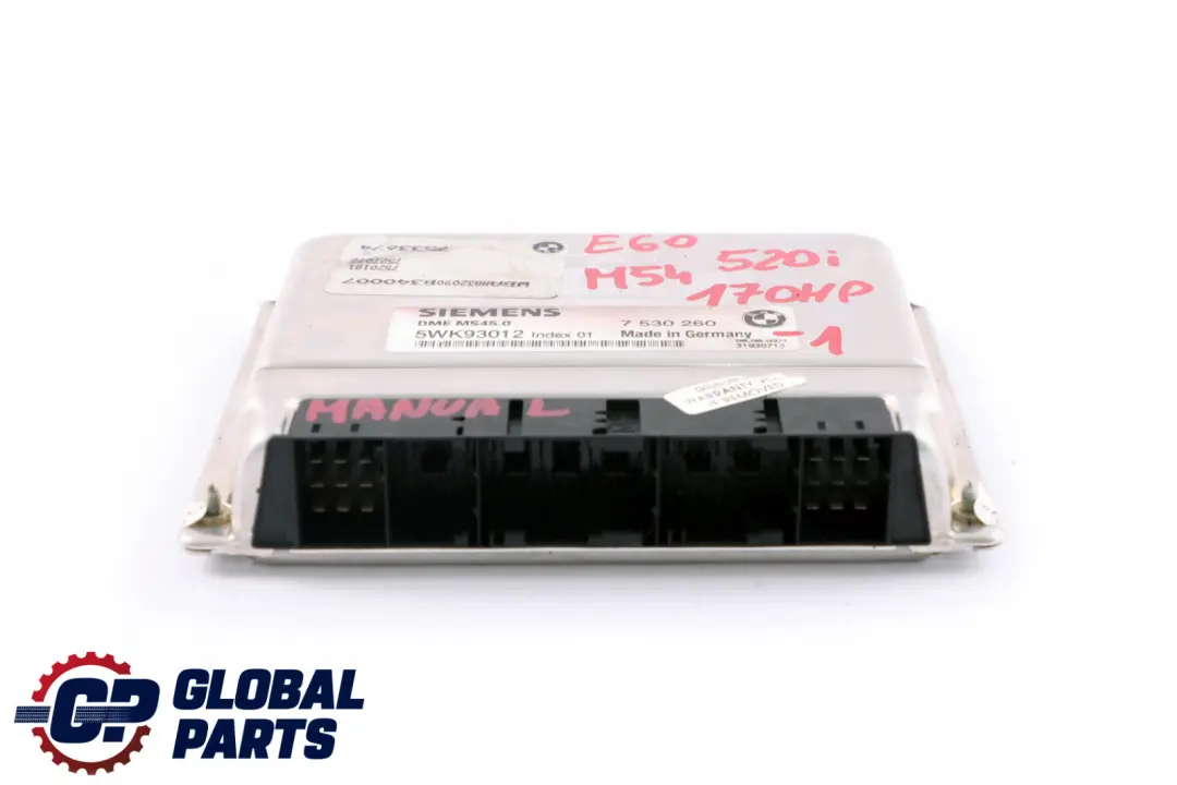 BMW 5 Series E60 520i Engine M54 170HP ECU Kit DME + CAS2 + Key Manual - SKU 7530260-1 - Part number 7530260