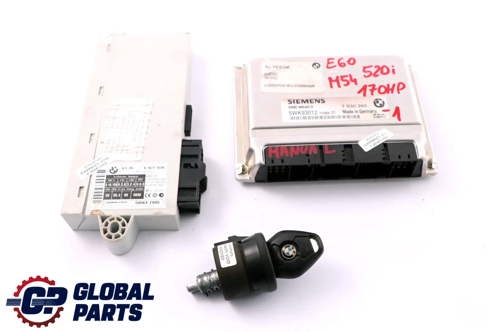 BMW 5 Series E60 520i Engine M54 170HP ECU Kit DME 7530260 + CAS2 + Key Manual