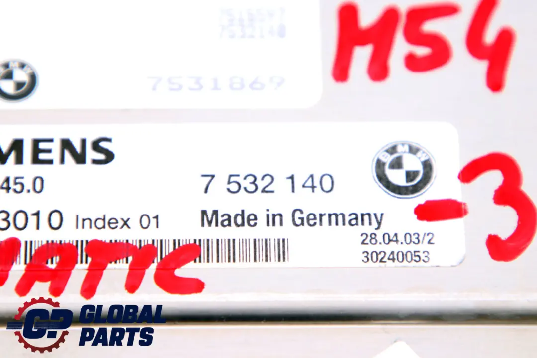 BMW Z4 Series E85 Roadster 2.5i M54 192HP ECU Kit DME EWS3 Key Automatic - SKU 7532140-3 - Part number 7532140