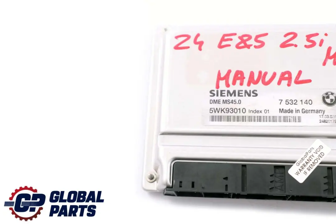 BMW X3 E83 Z4 E85 2.2i 2.5i 3.0i Engine M54 ECU DME Control Unit Manual - SKU 7532140 - Part number 7532140