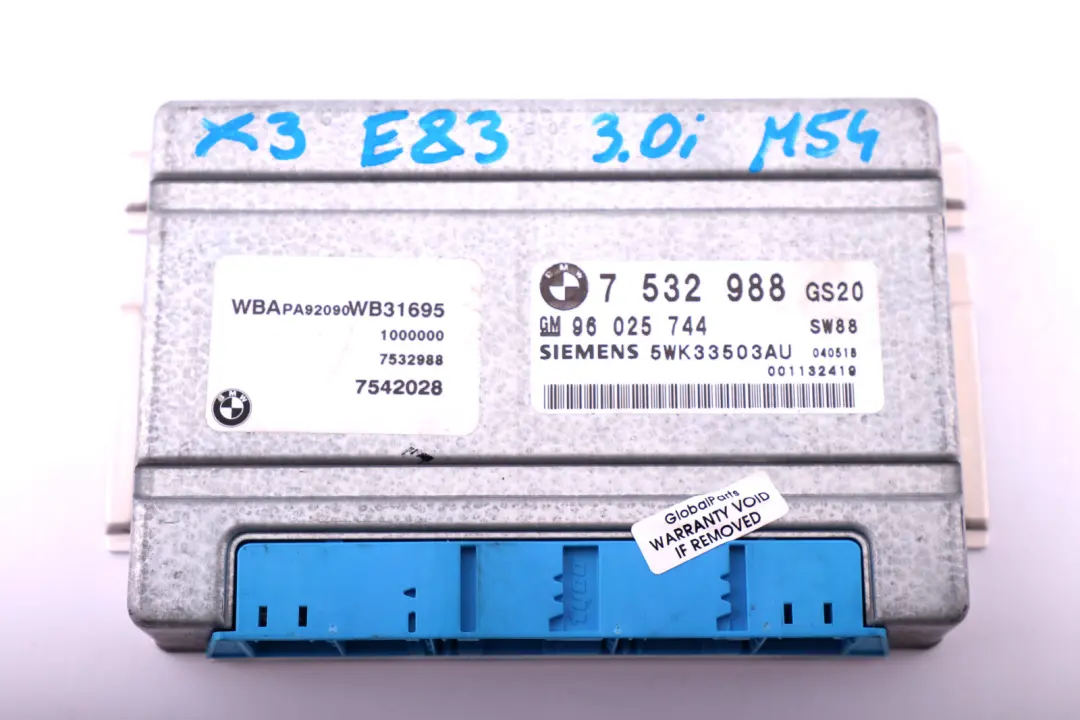 BMW X3 Series E83 3.0i M54 Automatic Gearbox Basic Control Unit EGS - SKU 7532988 - Part number 7532988