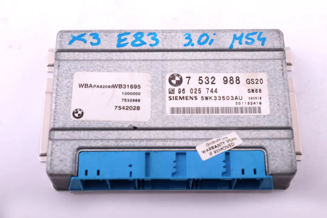 BMW X3 Series E83 3.0i M54 Automatic Gearbox Basic Control Unit EGS - SKU 7532988 - Part number 7532988