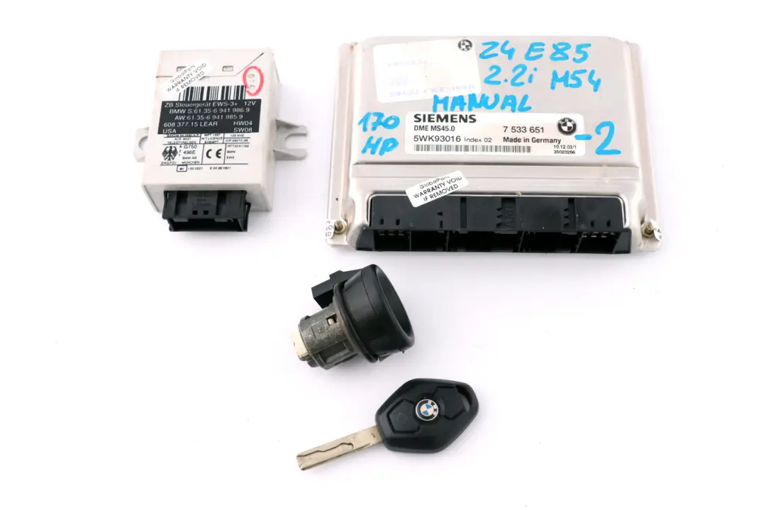 BMW Z4 Series E85 Roadster 2.2i M54 170HP ECU Kit DME 7533651 EWS3 Key Manual - SKU 7533651-2 - Part number 7537804