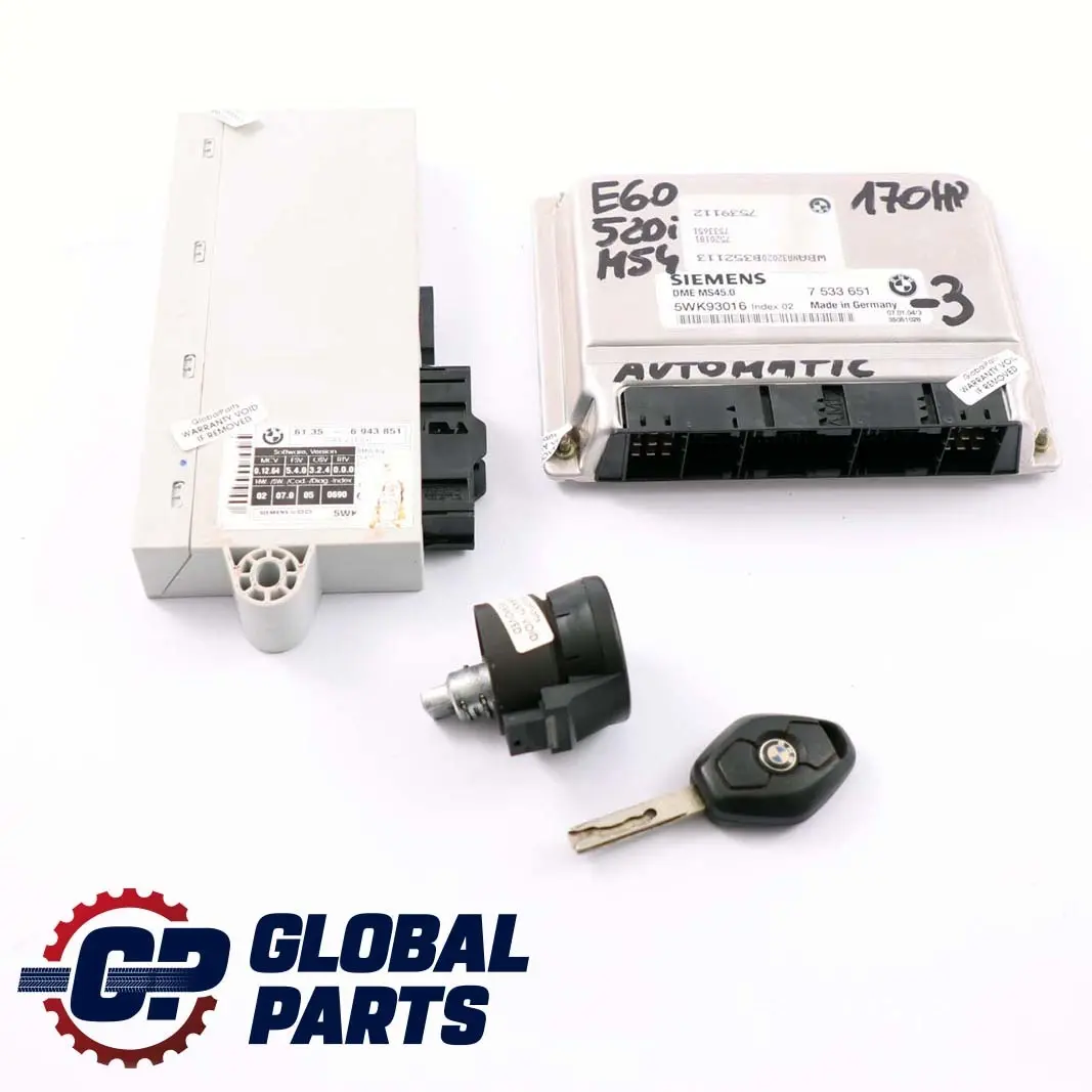 BMW 5 Series E60 520i M54 170HP ECU Kit DME + CAS2 + Key Automatic - SKU 7533651-3 - Part number 7533651