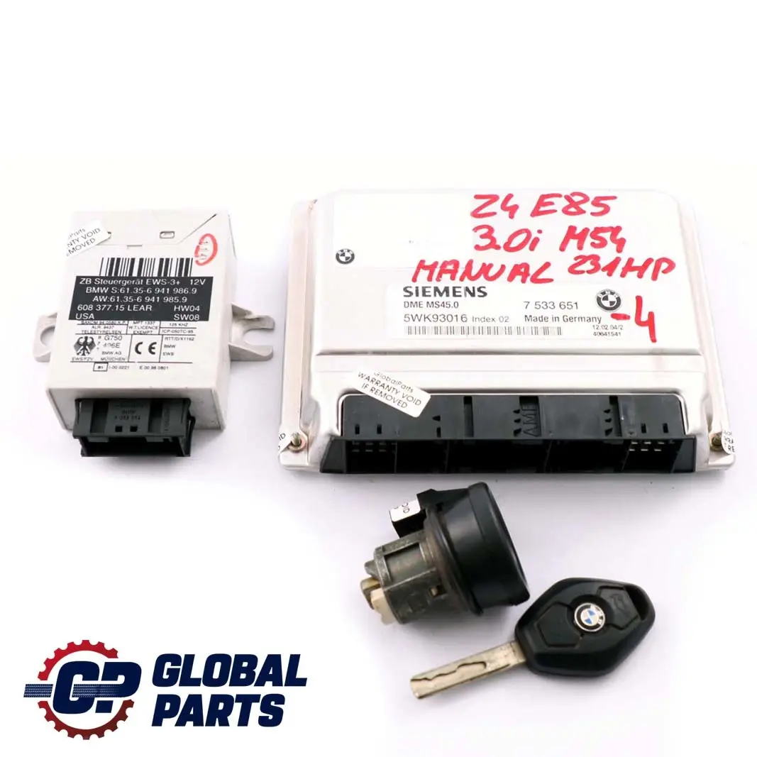 M54 231PS ECU Kit DME Steuergerät Schaltgetriebe für BMW Z4 er E85 3.0i mit Teilenummer 7533651 BMW Z4 er E85 3.0i M54 231PS ECU Kit DME Steuergerät Schaltgetriebe - SKU 7533651-4 - Teilenummer 7533651