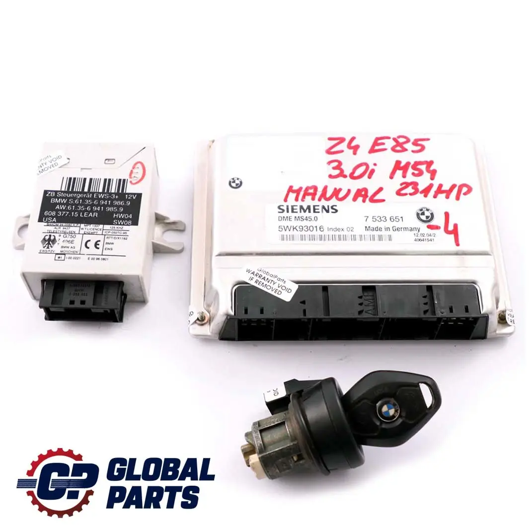 BMW Z4 E85 3.0i M54 231pk ECU Kit DME 7533651 + EWS3 + Sleutel Handleiding