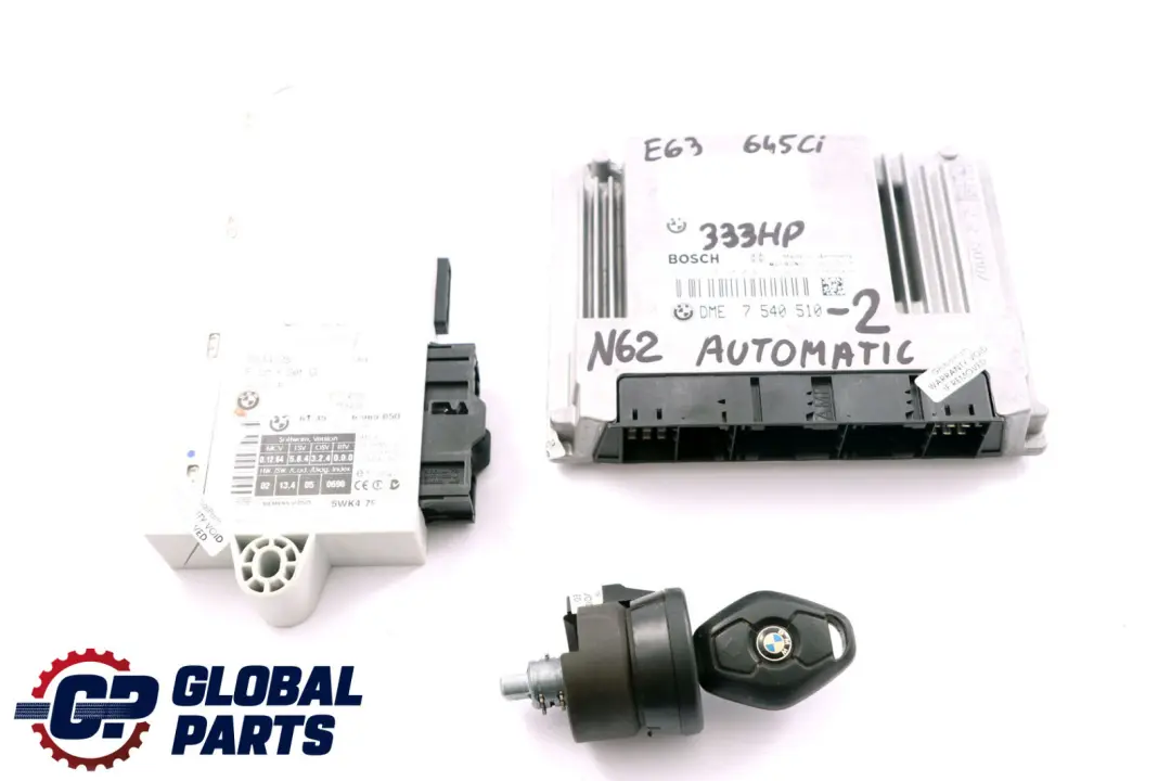 BMW 5 6 Series E60 E63 545i 645Ci N62 Engine ECU KIT DME + CAS2 + Key - SKU 7540510-2 - Part number 7540510