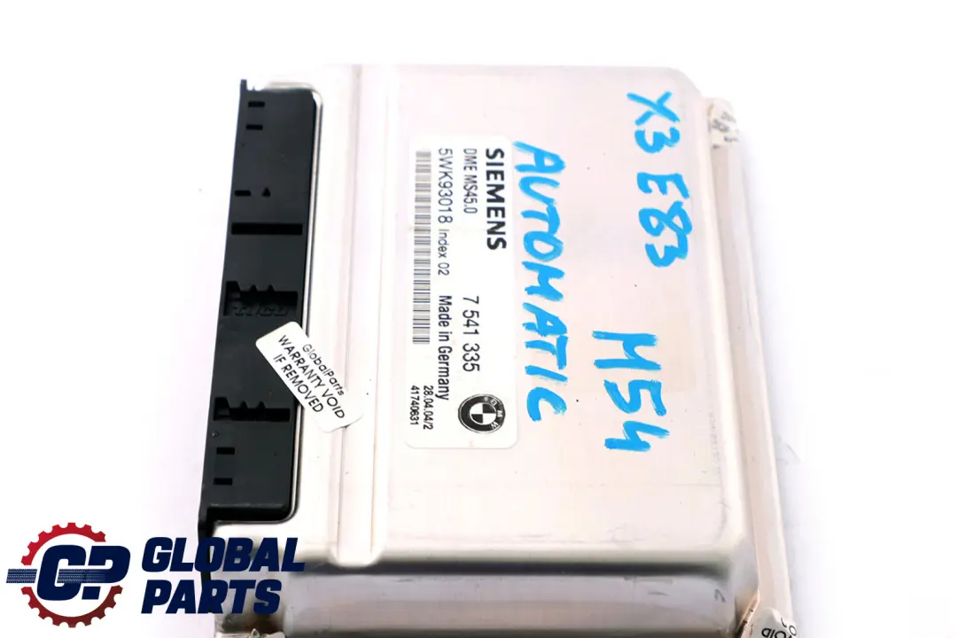 M54 DME Calculateur Moteur Essence pour BMW E60 E61 E83 à propos du numéro de pièce 7541335 BMW E60 E61 E83 M54 DME Calculateur Moteur Essence - SKU 7541335 - Numéro de pièce 7541335