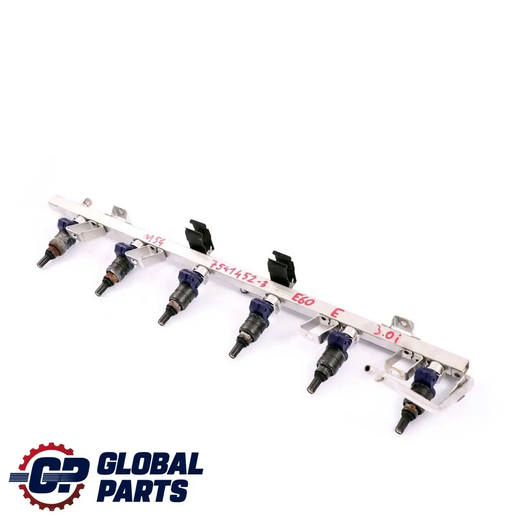 M54 Riel Inyector Combustible Con Inyectores para BMW E46 E60 E61 E65 E83 con número de pieza 7541452 BMW E46 E60 E61 E65 E83 M54 Riel Inyector Combustible Con Inyectores - SKU 7541452-3 - Número de pieza 7541452