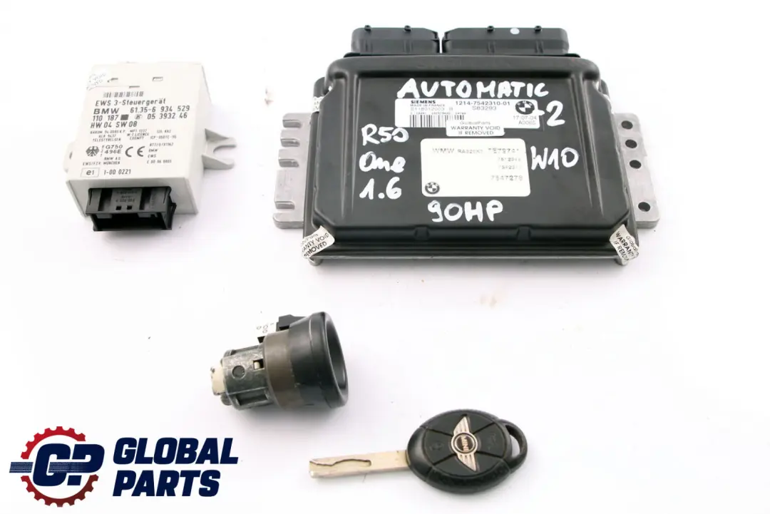 90HP Engine ECU Kit DME EWS3 Key Automatic to MINI One 1.6i R50 Petrol W10 with Part number 7542310 MINI One 1.6i R50 Petrol W10 90HP Engine ECU Kit DME EWS3 Key Automatic - SKU 7542310-2 - Part number 7542310