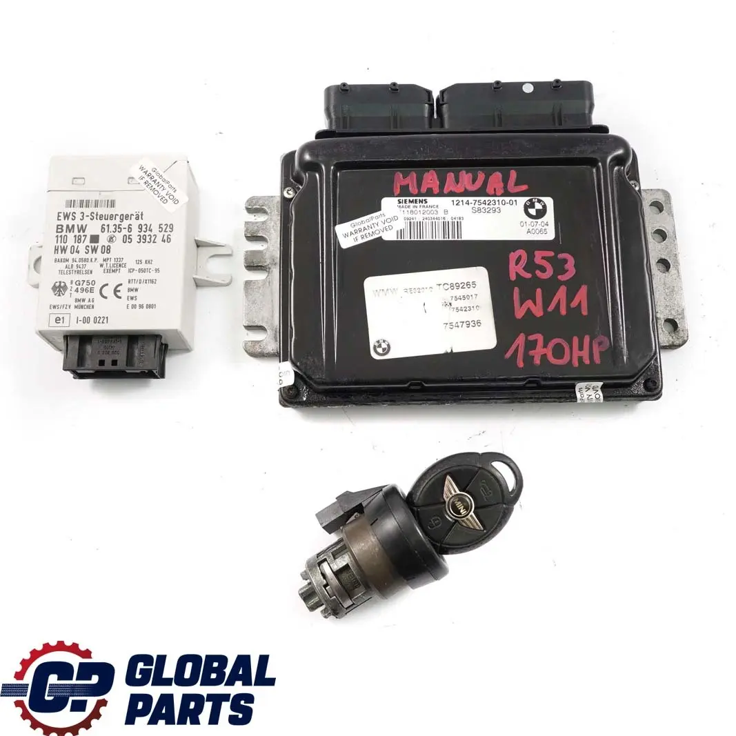 Mini Cooper S R53 W11 170HP Petrol Engine ECU Kit DME 7542310 EWS3 + Key Manual - SKU 7542310-6 - Part number 7557395