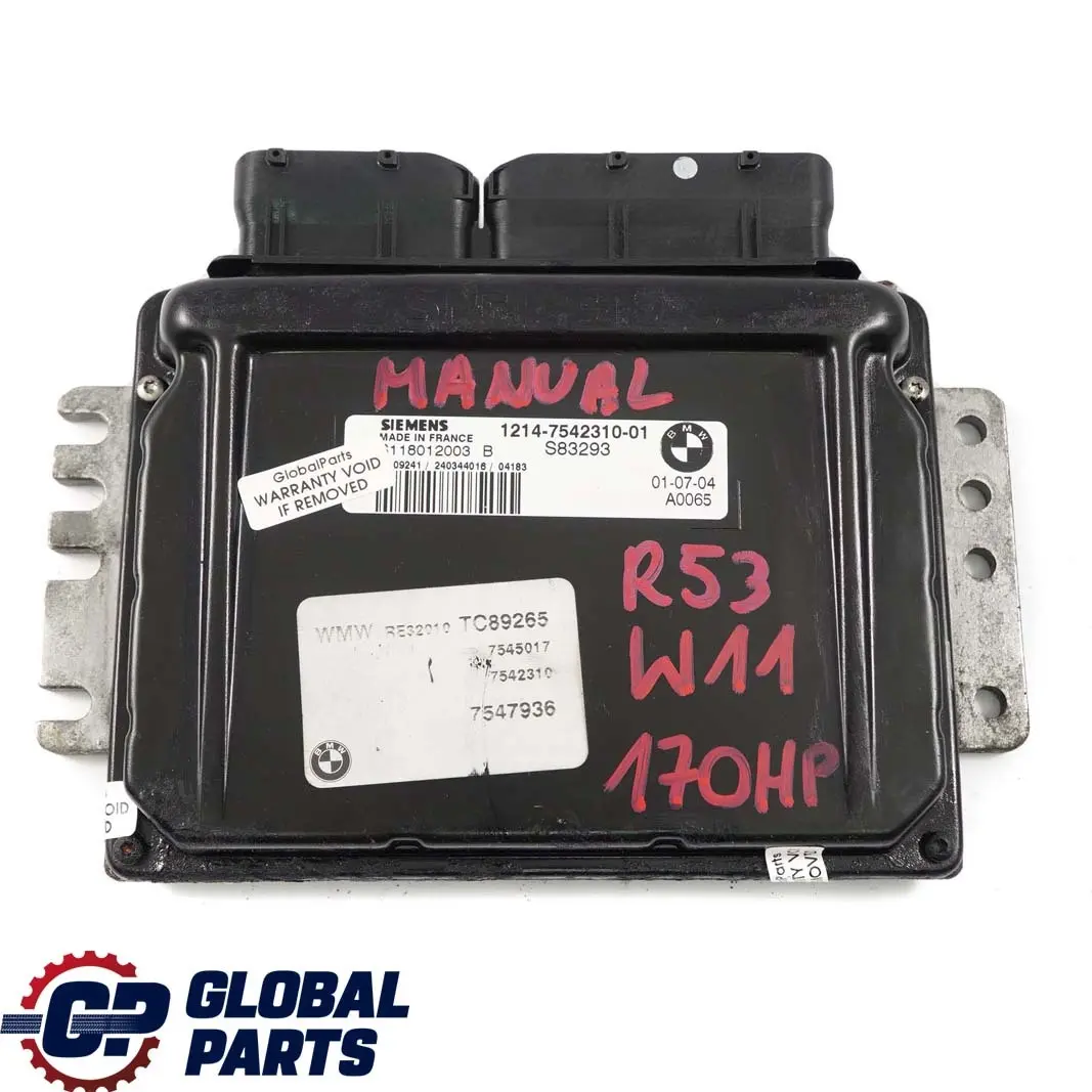 Mini Cooper S R53 W11 170HP Petrol Engine ECU Kit DME 7542310 EWS3 + Key Manual - SKU 7542310-6 - Part number 7557395