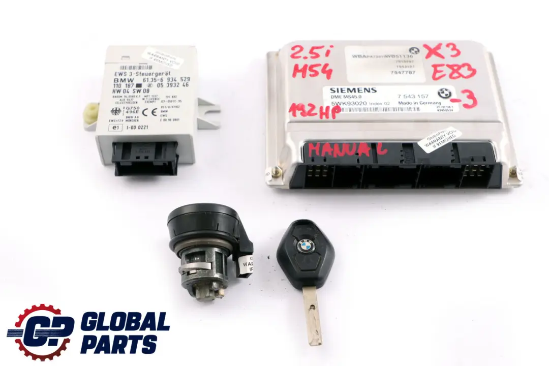M54 192HP ECU Kit DME + EWS3 + Key Manual to BMW X3 Series E83 2.5i with Part number 7543157 BMW X3 Series E83 2.5i M54 192HP ECU Kit DME + EWS3 + Key Manual - SKU 7543157-3 - Part number 7543157