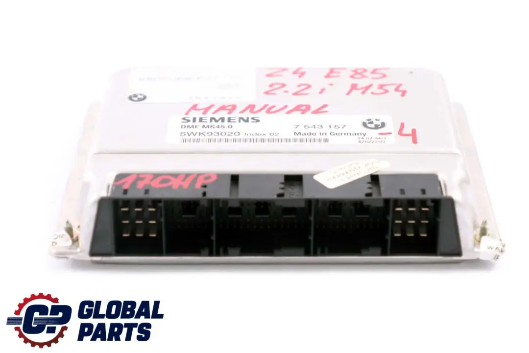 BMW Z4 E85 2.2i Engine M54 170HP ECU Kit DME + EWS3 + 2 Keys Manual - SKU 7543157-4 - Part number 7543157