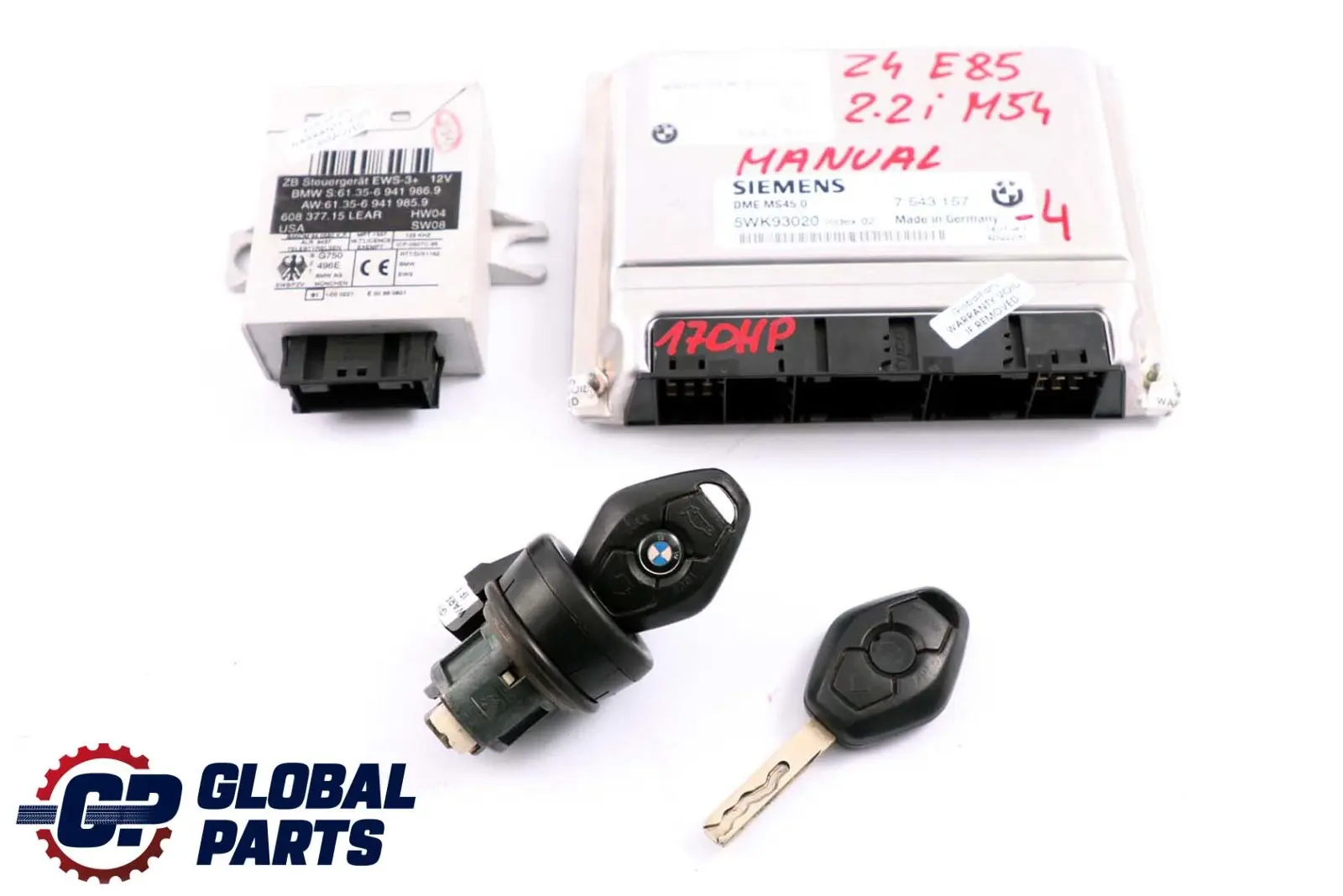 BMW Z4 E85 2.2i Engine M54 170HP ECU Kit DME 7543157 + EWS3 + 2 Keys Manual