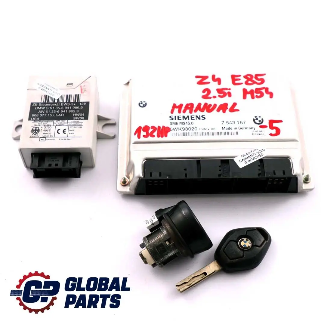 BMW Z4 E85 2.5i Motor M54 192PS ECU Steuergerät DME EWS3 + Schlüssel - SKU 7543157-5 - Teilenummer 7543157