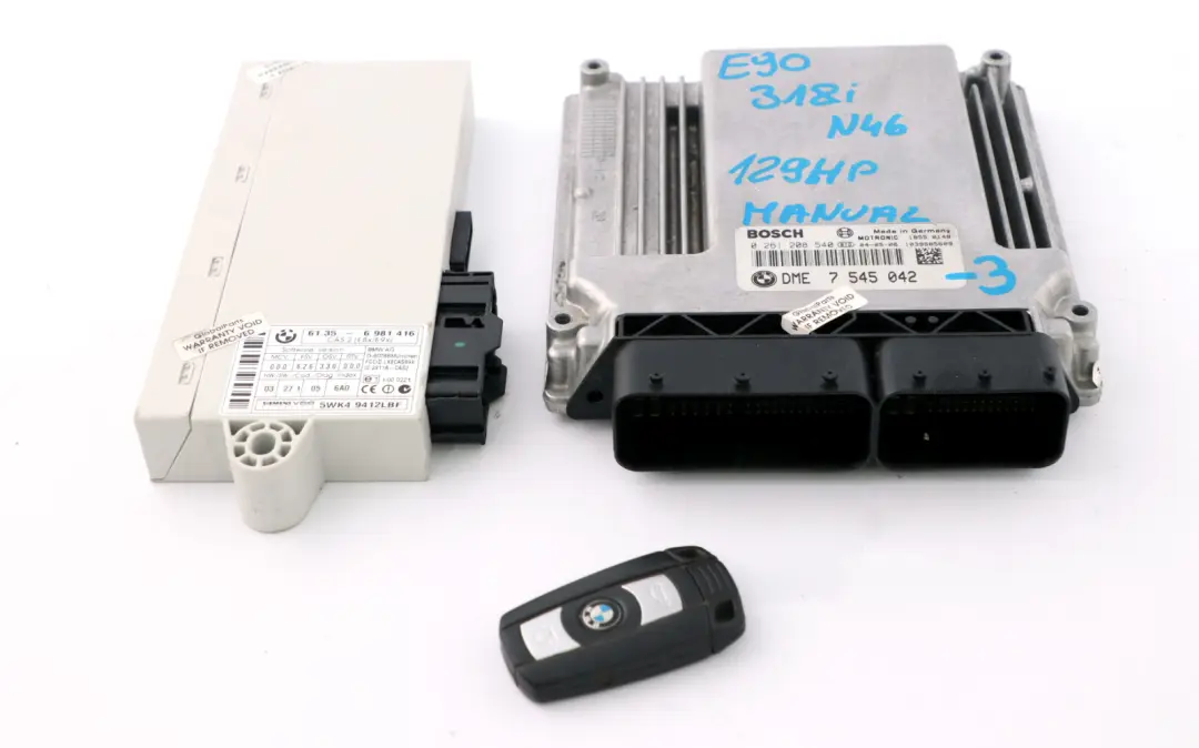 N46 ECU Kit DME CAS2 Key Manual to BMW 1 3 Series E87 E90 E91 118i 318i with Part number 7545042 BMW 1 3 Series E87 E90 E91 118i 318i N46 ECU Kit DME CAS2 Key Manual - SKU 7545042-3 - Part number 7545042