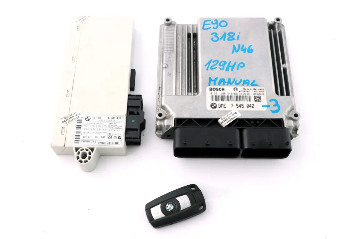 N46 ECU Kit DME CAS2 Key Manual to BMW 1 3 Series E87 E90 E91 118i 318i with Part number 7545042 BMW 1 3 Series E87 E90 E91 118i 318i N46 ECU Kit DME CAS2 Key Manual - SKU 7545042-3 - Part number 7545042