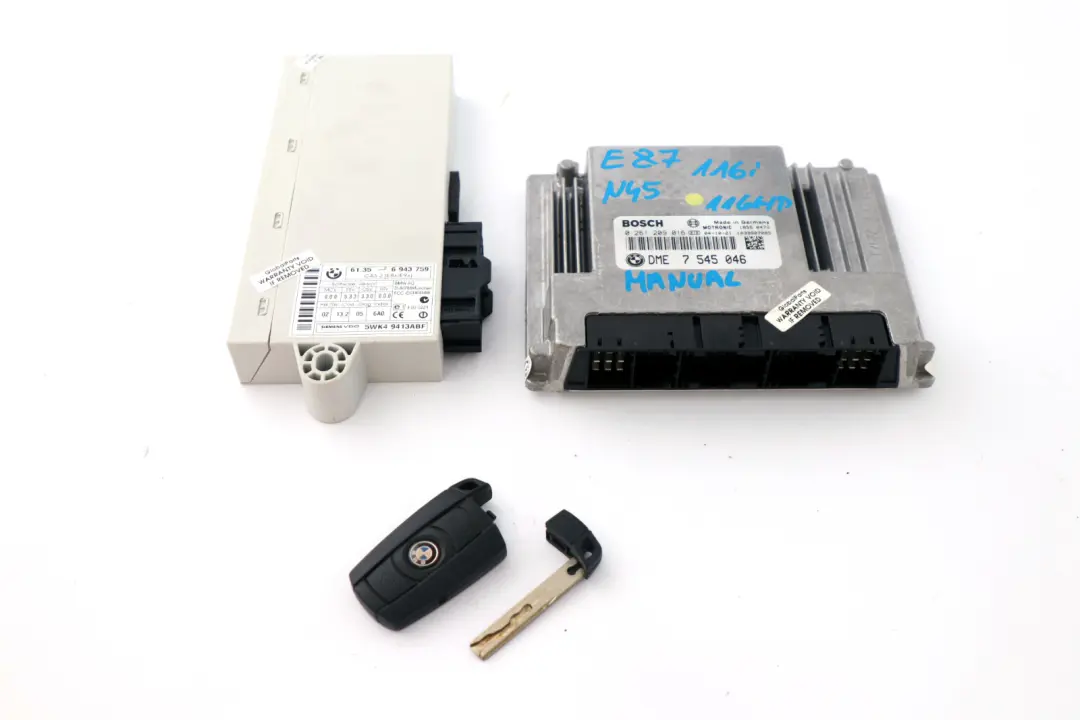 N45 116i 316i Petrol ECU Kit DME CAS 2 Key to BMW 1 3 Series E87 E90 with Part number 7545046 BMW 1 3 Series E87 E90 N45 116i 316i Petrol ECU Kit DME CAS 2 Key - SKU 7545046 - Part number 7545046