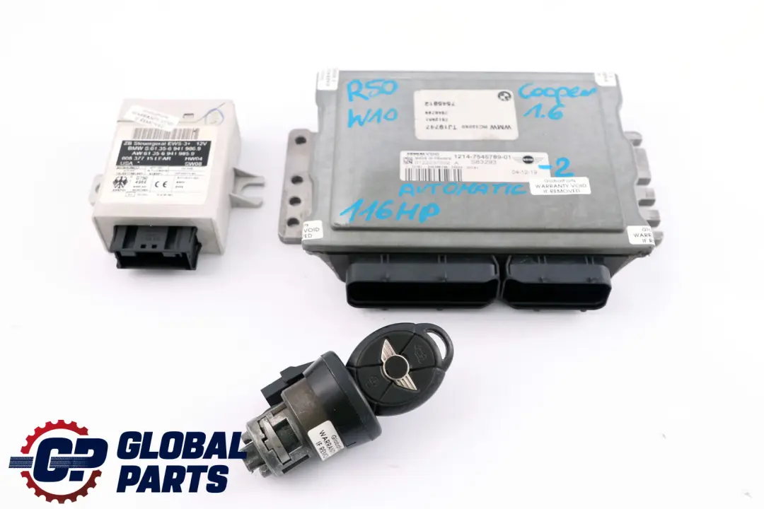 MINI Cooper R50 W10 116HP Engine ECU Kit DME EWS Key Automatic - SKU 7545789-2 - Part number 7545789