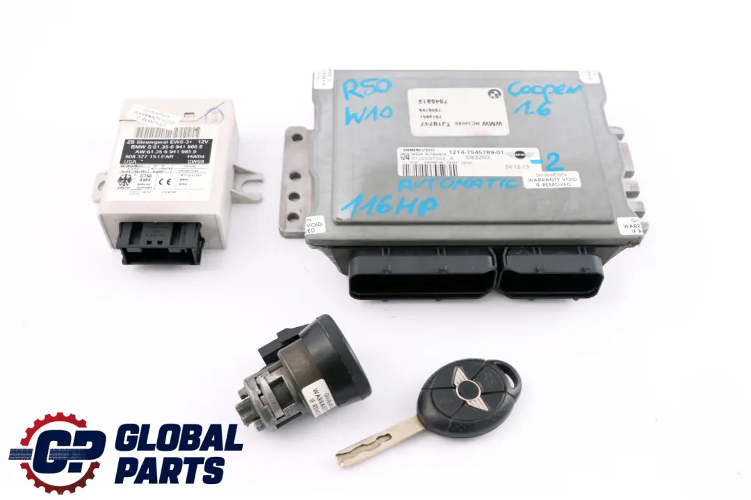 MINI Cooper R50 W10 116HP Engine ECU Kit DME EWS Key Automatic - SKU 7545789-2 - Part number 7545789