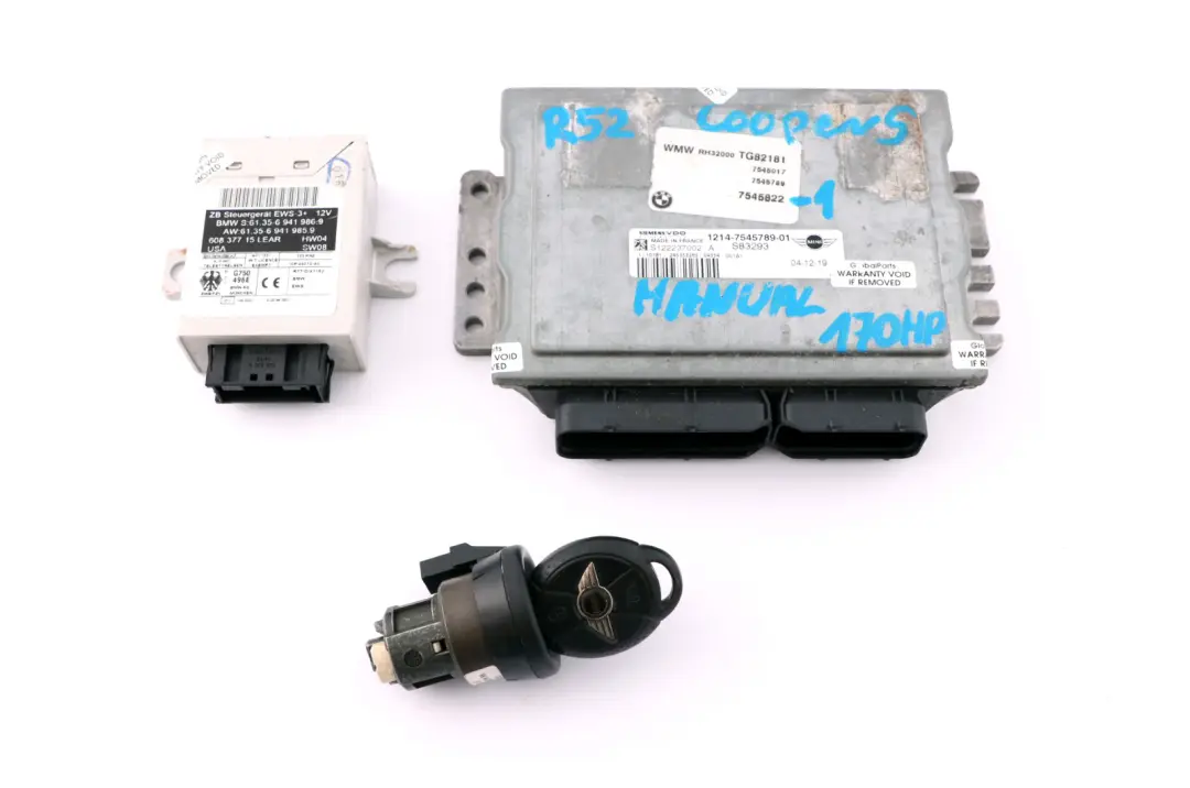 BMW MINI Cooper S R52 W11 170HP Petrol Engine ECU Kit EWS3 + Key Manual - SKU 7545822-1 - Part number 7545822