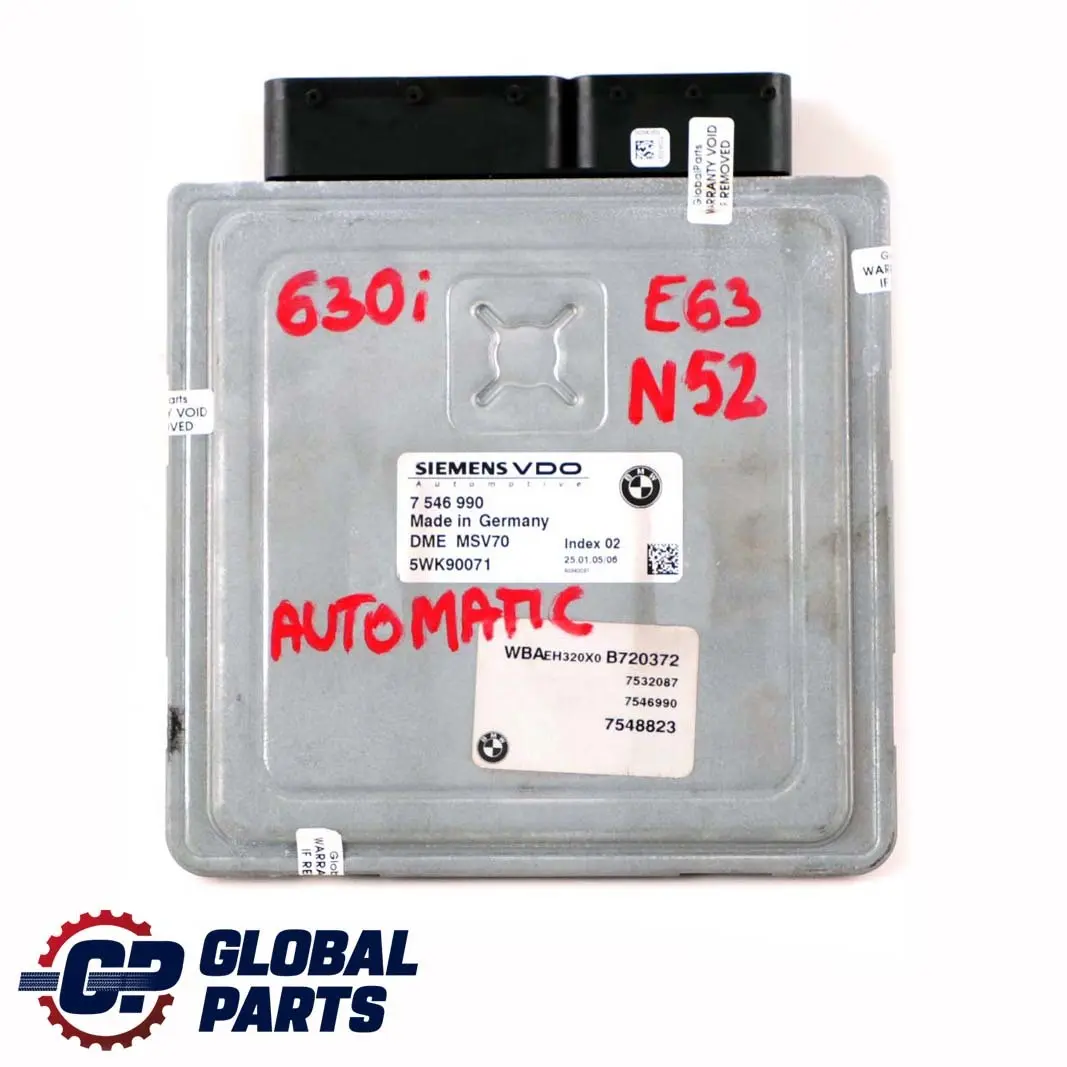 BMW E60 E63 E64 530i 630i N52 258HP ECU Kit DME + CAS2 + Key Automatic - SKU 7546990-1 - Part number 7546990