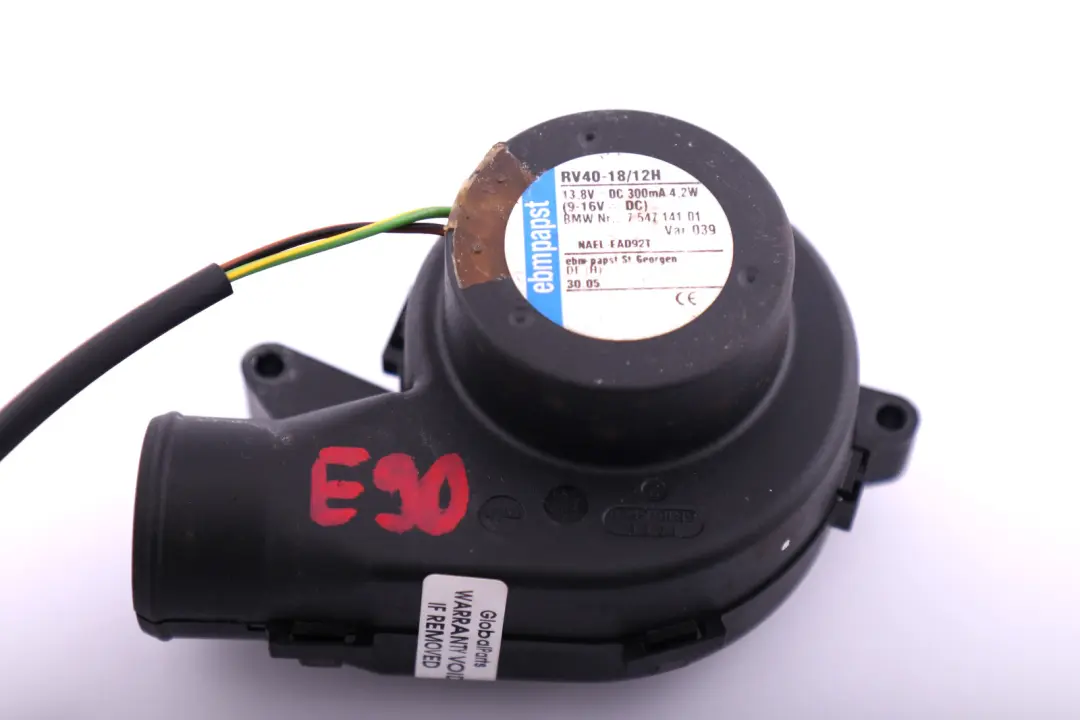 E-box fan to BMW E82 E84 E87N E88 E90 E91 E92 E93 E93 with Part number 7547141 BMW E82 E84 E87N E88 E90 E91 E92 E93 E93 E-box fan - SKU 7547141 - Part number 7547141