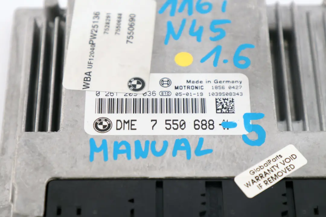 BMW 1 3 er E87 E90 116i 316i N45 ECU Grundsteuergerät DME CAS2 2 Schlüsel - SKU 7550688-5 - Teilenummer 7550688