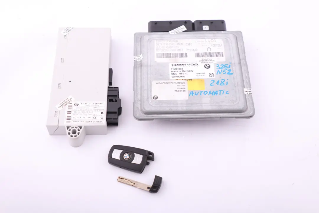 BMW 3 5 Series E60 E90 E91 N52 325i 525i ECU Kit DME CAS2 Key Automatic - SKU 7552393 - Part number 7552393