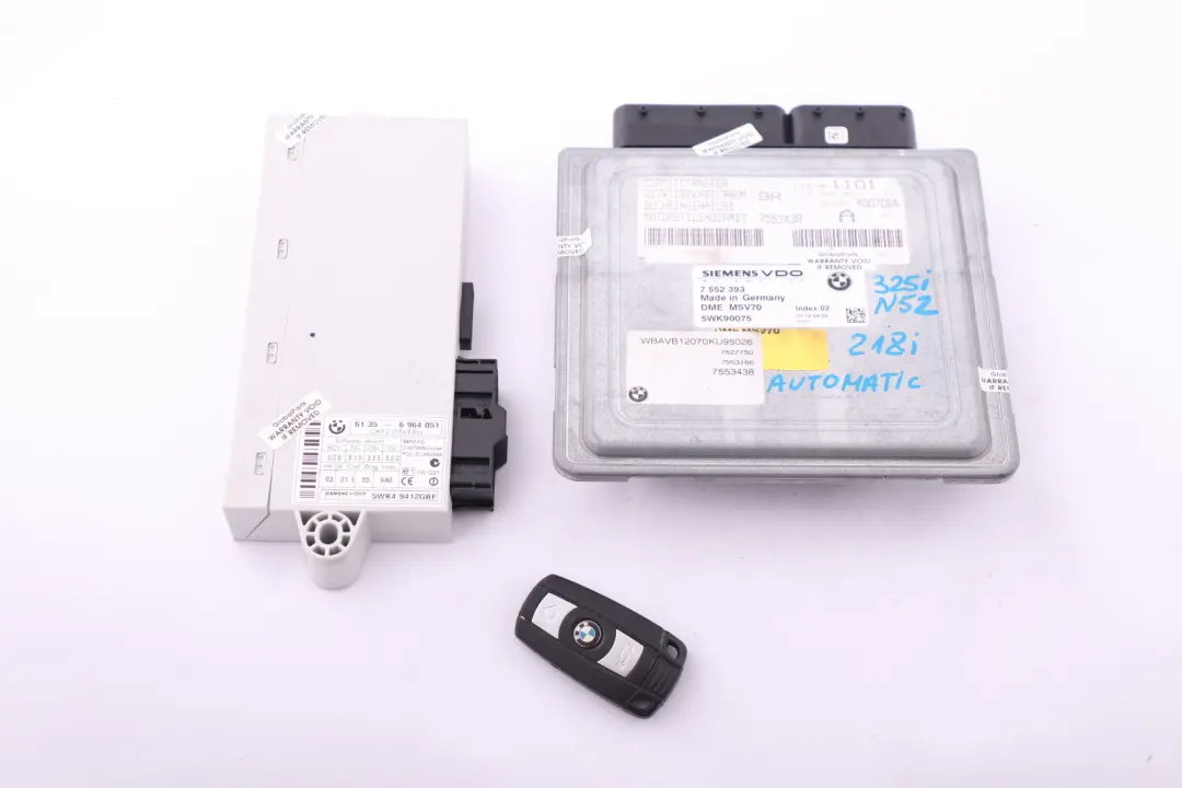 BMW 3 5 Series E60 E90 E91 N52 325i 525i ECU Kit DME CAS2 Key Automatic - SKU 7552393 - Part number 7552393