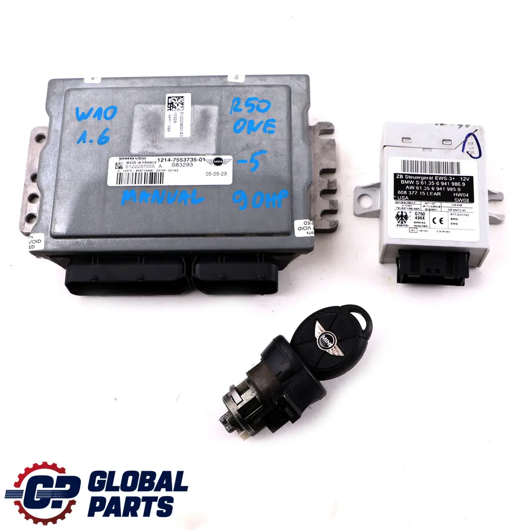 90HP Motor Kit ECU DME Llave EWS Manual para MINI R50 R52 One 1.6i con número de pieza 7553735 MINI R50 R52 One 1.6i 90HP Motor Kit ECU DME Llave EWS Manual - SKU 7553735-5 - Número de pieza 7553735