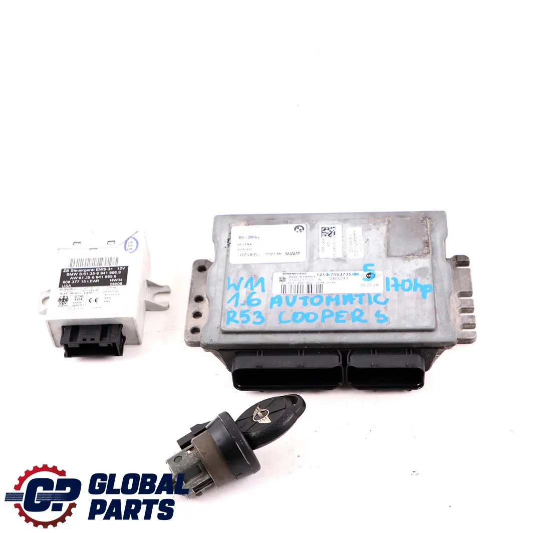 Mini Cooper S R52 R53 W11 170HP Engine ECU Kit DME Key EWS Automatic - SKU 7553735-8 - Part number 7553735