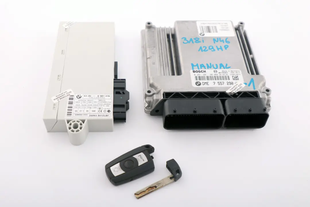 N46 129HP ECU KIT DME CAS2 + Key Manual to BMW E87 E90 118i 318i with Part number 7557290 BMW E87 E90 118i 318i N46 129HP ECU KIT DME CAS2 + Key Manual - SKU 7557290-1 - Part number 7557290