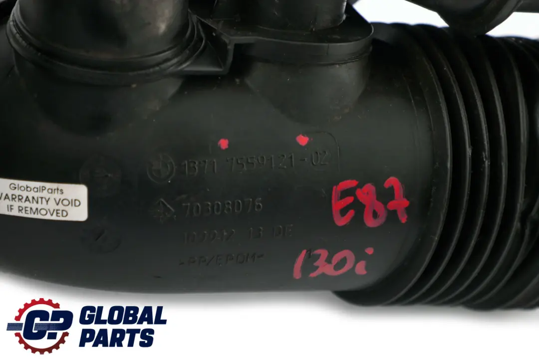 N52 Tubo De Admision De Aire Bota De Goma para BMW E81 E87 130i con número de pieza 7559121 BMW E81 E87 130i N52 Tubo De Admision De Aire Bota De Goma - SKU 7559121 - Número de pieza 7559121