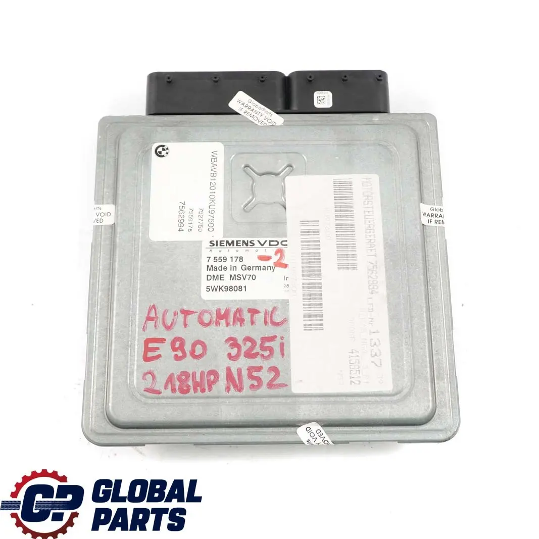 BMW E60 525i E90 E91 325i N52 Engine ECU Kit DME CAS2 + Key Automatic - SKU 7559178-2 - Part number 7559178