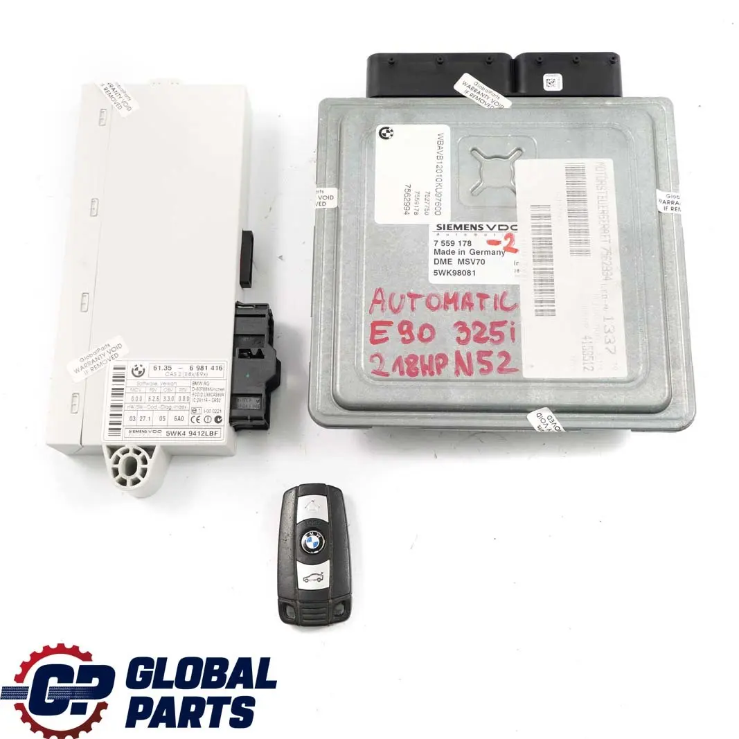 N52 Engine ECU Kit DME CAS2 + Key Automatic to BMW E60 525i E90 E91 325i with Part number 7559178 BMW E60 525i E90 E91 325i N52 Engine ECU Kit DME CAS2 + Key Automatic - SKU 7559178-2 - Part number 7559178