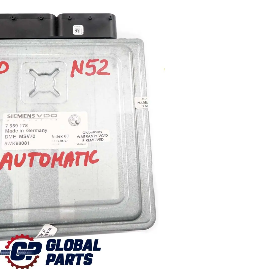 BMW E60 E63 E65 E85 E87 E90 E91 N52 Engine ECU DME Automatic Gearbox - SKU 7559178 - Part number 7559178