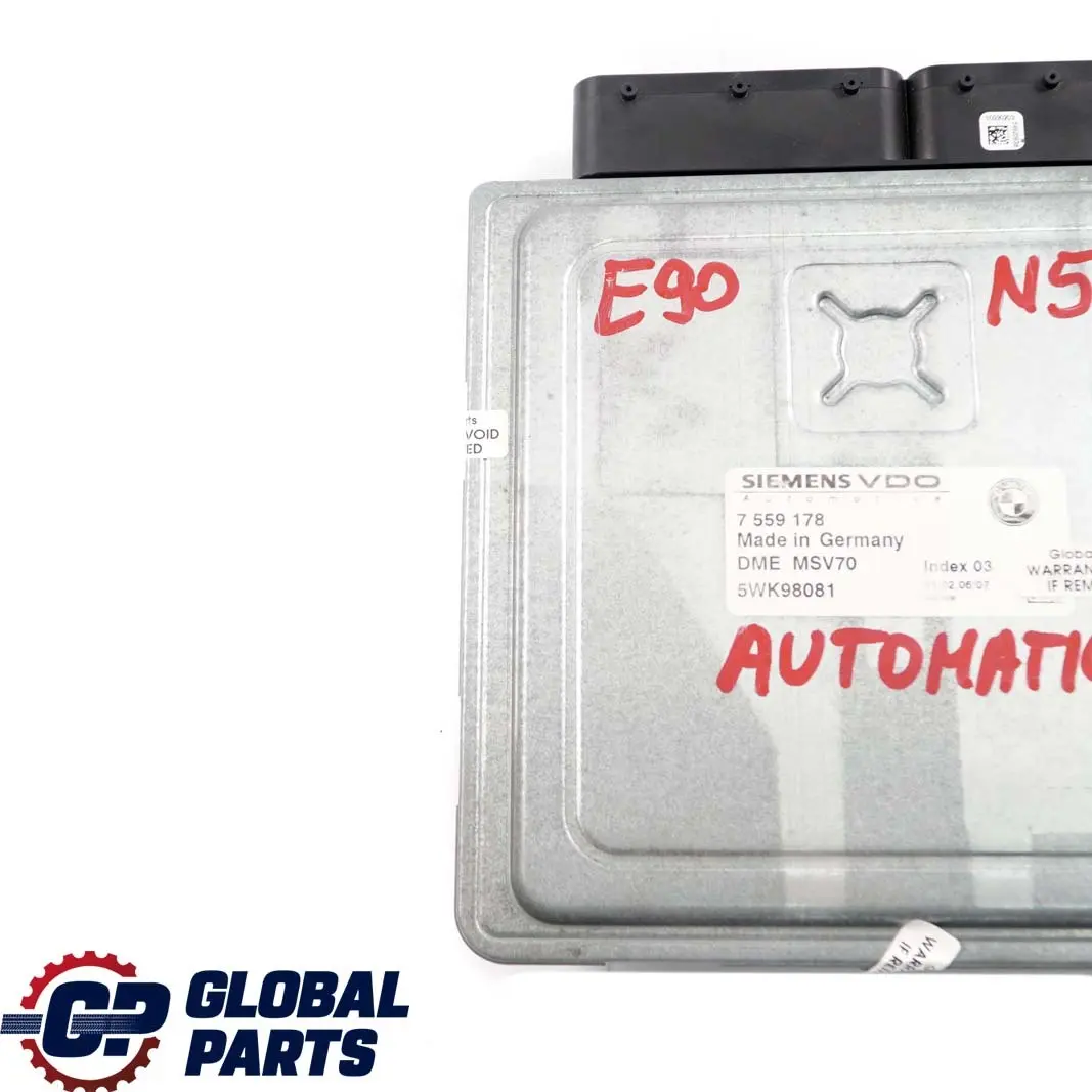 BMW E60 E63 E65 E85 E87 E90 E91 N52 Engine ECU DME Automatic Gearbox - SKU 7559178 - Part number 7559178