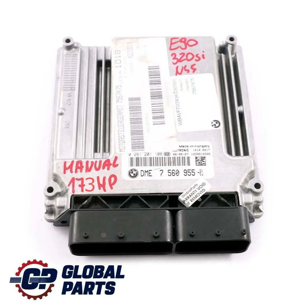 320si 173PS DME Benzin Motor N45 ECU Steuergerät DME für BMW 3 er E90 mit Teilenummer 7560955 BMW 3 er E90 320si 173PS DME Benzin Motor N45 ECU Steuergerät DME - SKU 7560955 - Teilenummer 7560955