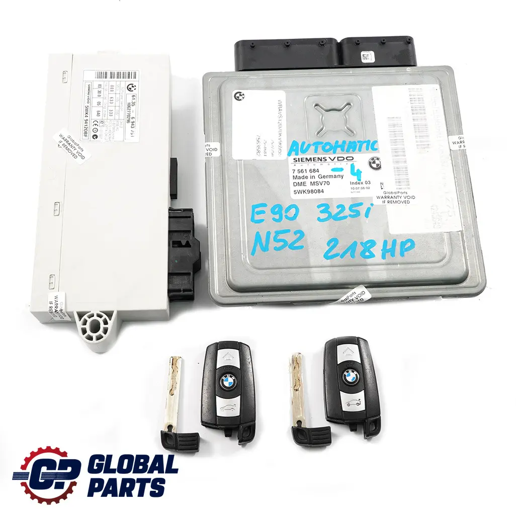 N52 218HP Engine ECU Kit DME CAS2 + 2 Keys Automat to BMW E60 E90 325i 525i with Part number 7561684 BMW E60 E90 325i 525i N52 218HP Engine ECU Kit DME CAS2 + 2 Keys Automat - SKU 7561684-4 - Part number 7561684