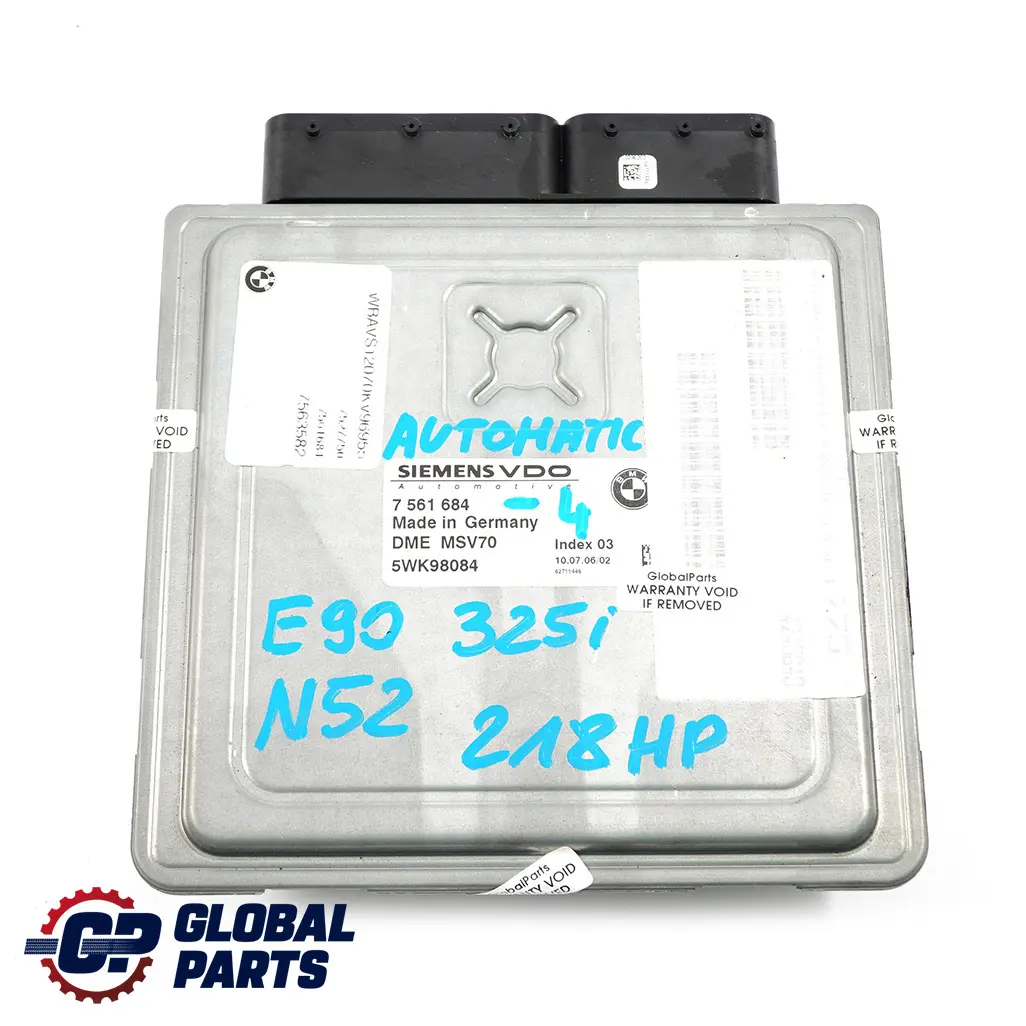 BMW E60 E90 325i 525i N52 218HP Engine ECU Kit DME CAS2 + 2 Keys Automat - SKU 7561684-4 - Part number 7561684