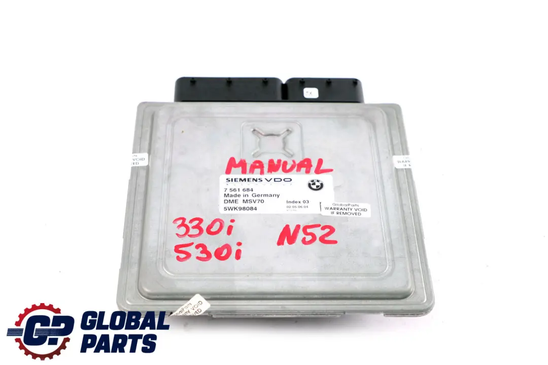 BMW 3 5 Series E60 E90 DME Petrol N52 Engine Control Unit ECU Manual - SKU 7561684 - Part number 7561684