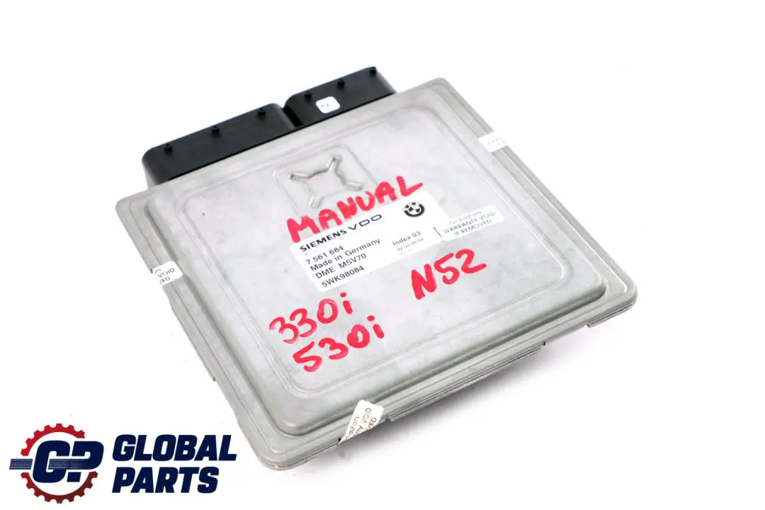 Dme Essence N52 Unite de Commande Moteur ecu Manuelle pour BMW E60 E90 à propos du numéro de pièce 7561684 BMW E60 E90 Dme Essence N52 Unite de Commande Moteur ecu Manuelle - SKU 7561684 - Numéro de pièce 7561684