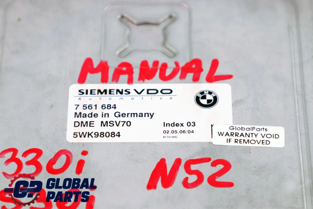 Dme Essence N52 Unite de Commande Moteur ecu Manuelle pour BMW E60 E90 à propos du numéro de pièce 7561684 BMW E60 E90 Dme Essence N52 Unite de Commande Moteur ecu Manuelle - SKU 7561684 - Numéro de pièce 7561684