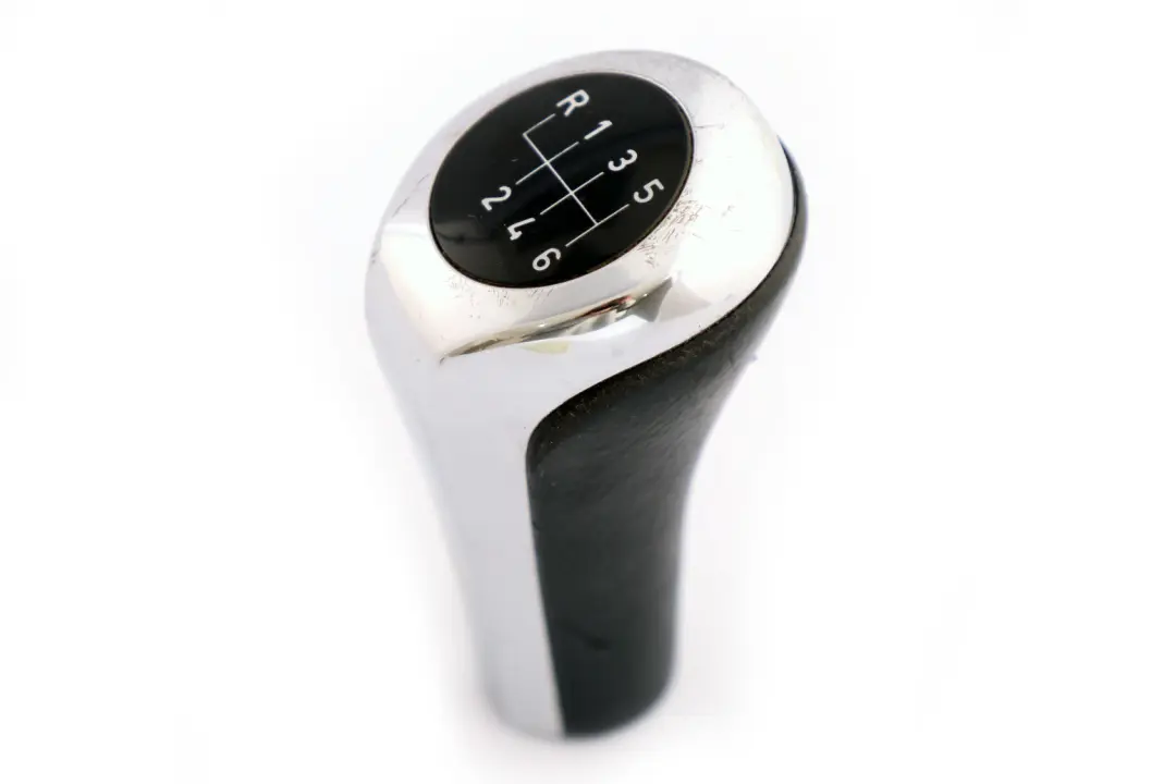 Leather Gear Shift Knob 6 Gear Perlglanz Chrome to BMW 1 3 X3 Series 4 E84 E87 E90 with Part number 7566267 BMW 1 3 X3 Series 4 E84 E87 E90 Leather Gear Shift Knob 6 Gear Perlglanz Chrome - SKU 7566267-4 - Part number 7566267
