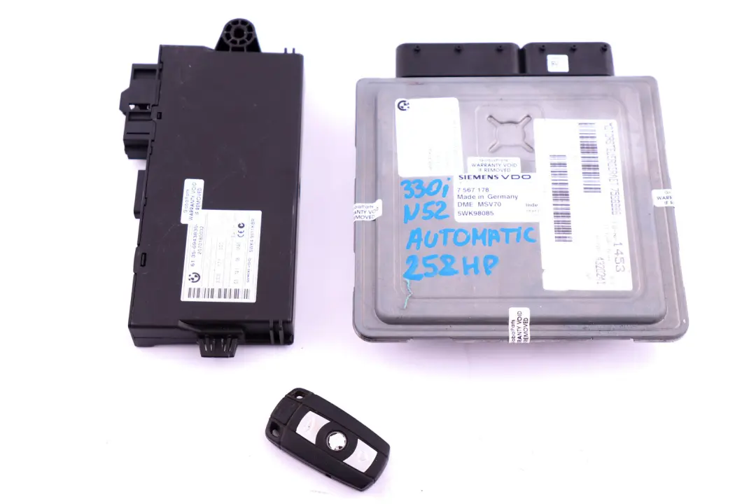 N52 ECU Kit DME CAS3 Key Automatic to BMW 3 5 Series E87 E60 E90 330i 530i with Part number 7567178 BMW 3 5 Series E87 E60 E90 330i 530i N52 ECU Kit DME CAS3 Key Automatic - SKU 7567178 - Part number 7567178